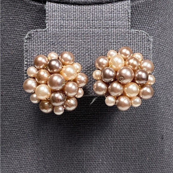 Japan Earrings Vintage Faux Pearl Beads Clips Clip Ons Marked - Picture 7 of 7